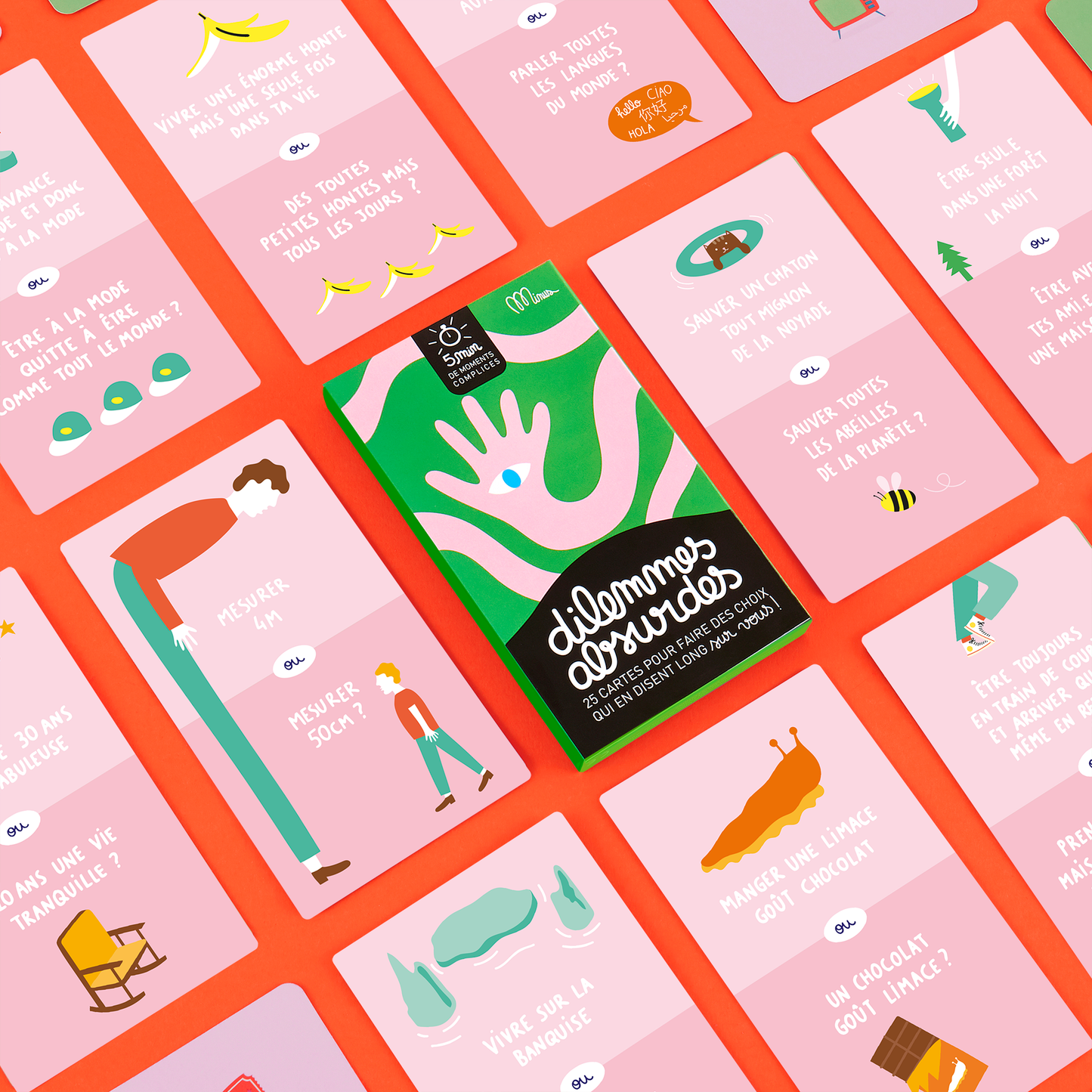 - Cartes des dilemmes absurdes - 25 cartes pour faire des choix absurdes avec :