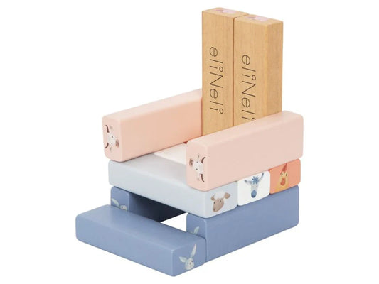 Tour en bois jenga avec animaux de la ferme